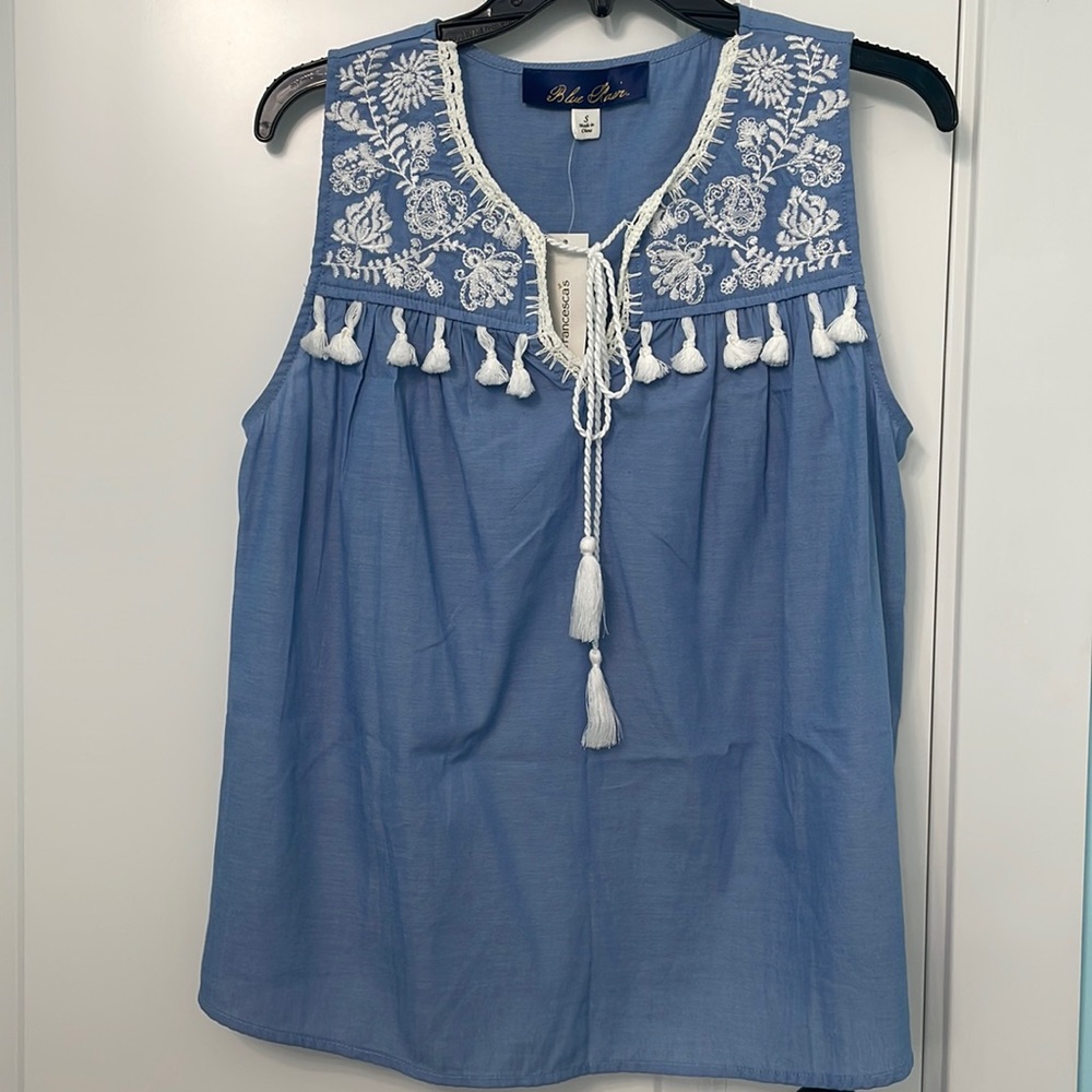 Francesca’s Blue Rain Tassel Tank